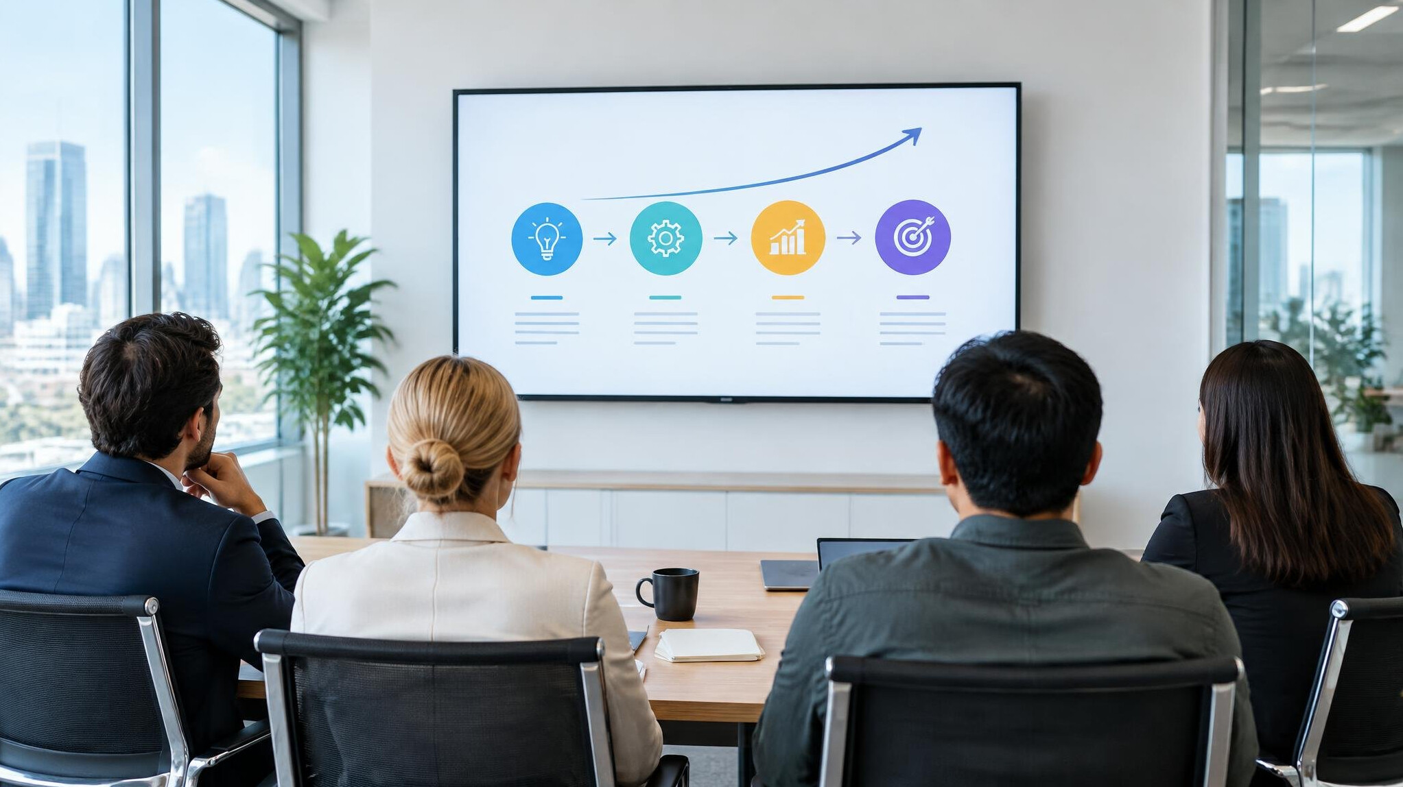 Presentation of strategy in a meeting room